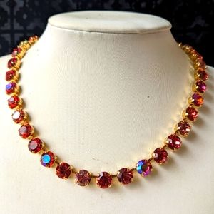 Swarovski Elements Orange Sapphire Necklace and Earrings in 14k Gold Plated
